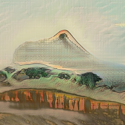 Obvious, The Lonely Mountain, 2019, GANs Algorithm, Woodblock Printing on traditional Japanese Washi, cm 78x106. Courtesy the artists