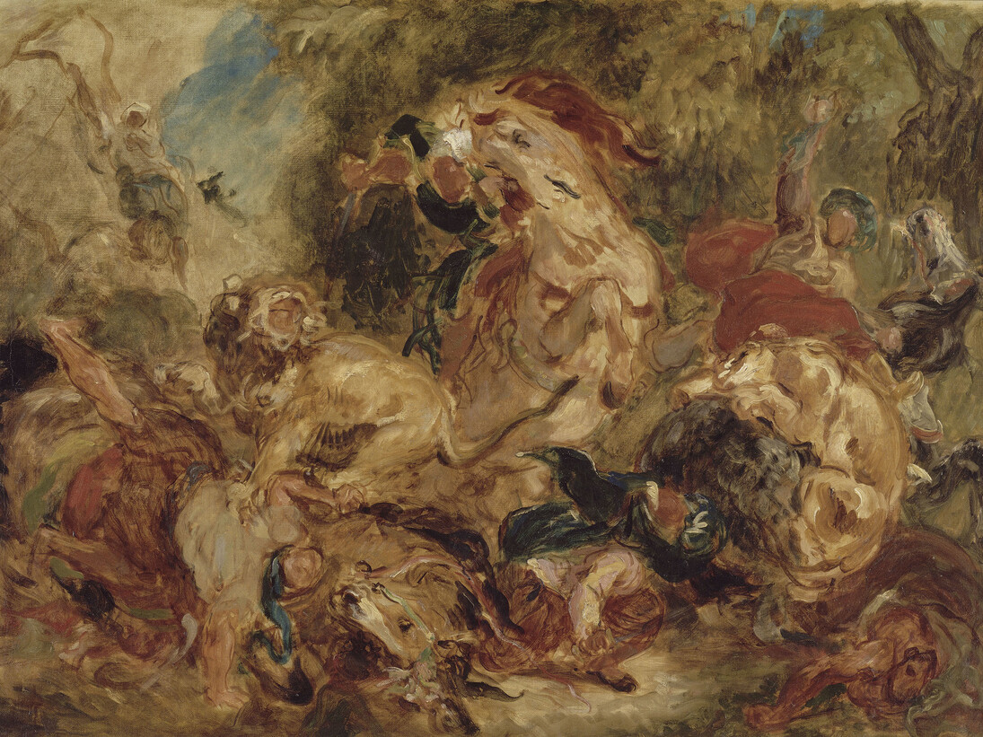Eugène Delacroix (1798-1863), Chasse aux lions (esquisse), 1854, Huile sur toile, 90 x 116, 7 cm, Paris, musée d’Orsay, RF 1984 33, © RMN-Grand Palais (Musée d’Orsay) / Gérard Blot