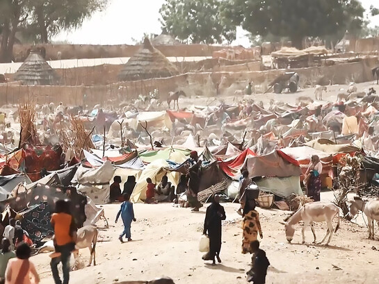 A screengrab of a refugee camp from the report “Number of Refugees Who Fled Sudan for Chad Doubles in One Week”, Chad