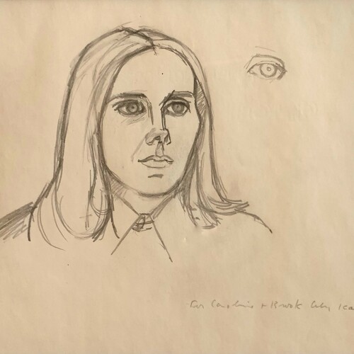 Alex Katz, Studies of Caroline I, original drawing - pencil on paper, 7.25x7.75 in