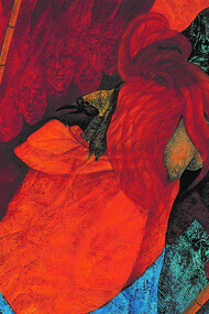 A. De Romanis, Donna protetta dal fuoco, olio su tela, cm 80x100, 2003