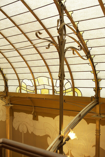 Casa Batlló’s interior showcases a beautifully detailed ceiling and grand windows that fill the space with light, Barcelona, Spain