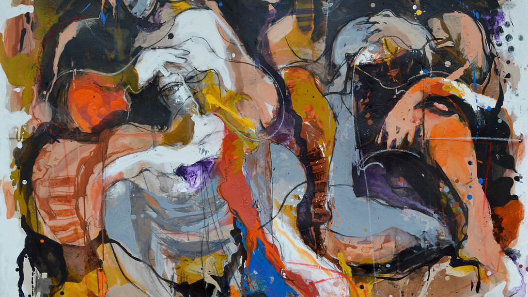Gbenga Offo, Hair Dressing, Oil on canvas, 2014, 110 x 135 cm 