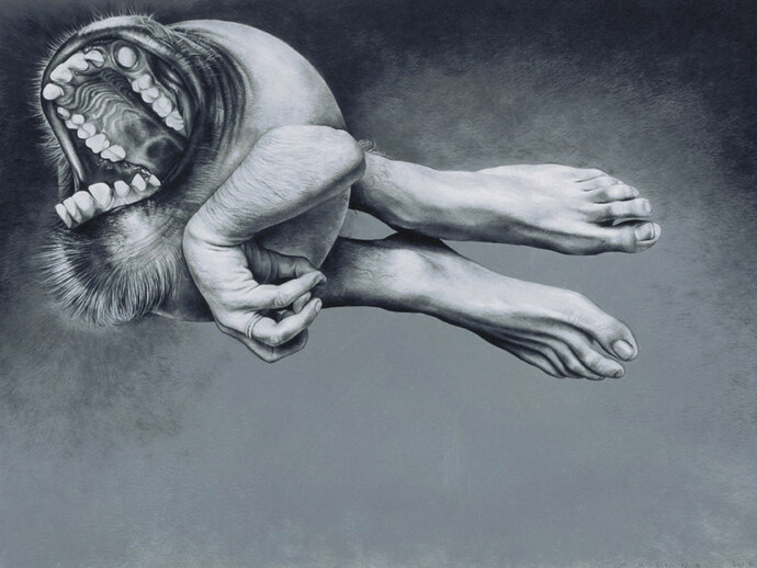 José Molina. Spermatozoo I, collezione “Predatores”, 2007. Matita grassa su carta, 62,5 x 78,5 cm
