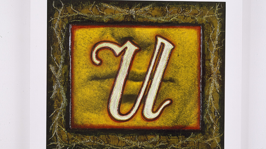 Tony Greene. Untitled (U), 1989. Mixed media (oil on photo mounted on board). 28 ½ x 32 ½ in (72.39 x 82.55 cm). Private collection. Image courtesy of David Franz.