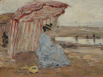 Eugène Boudin, Deauville, Juliette sous la tente, 1895. Avec l’aimable autorisation du Musée Marmottan Monet