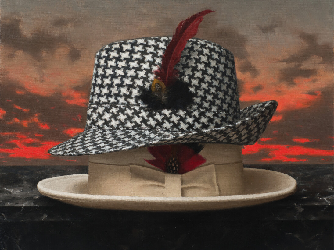 Steven J. Levin, The Houndstooth Hat, Oil on Linen, 15 x 17 inches, 2014