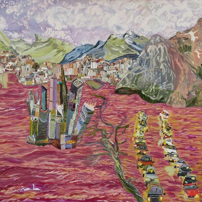 Olive Ayhens,
Metabolic Metropolis (detail),
1996,
Oil on canvas,
54 x 48 inches. Courtesy of the artist and Bookstein Projects