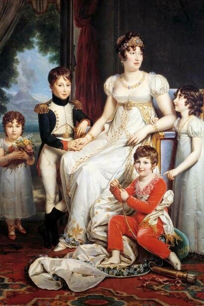 François Gérard Carolina, regina di Napoli, e i suoi figli, olio su tela, 1809-1810, Musée national du Château de Fontainebleau, Francia
