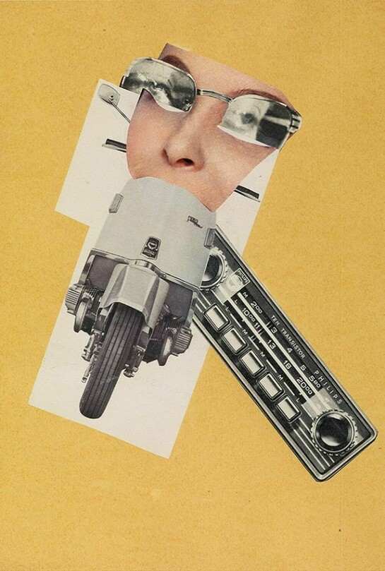 Meca Face, 1958, Collage, 32 x 24 cm, 12 5/8 x 9 1/2 inches