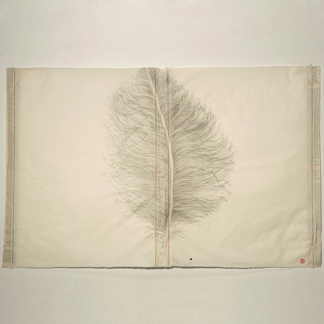 Elena del Rivero, Flying Letter, #9, 2010, Graphite, ink and thread on abaca paper, 29.5 x 46.75 inches, 74.9 x 118.7 cm