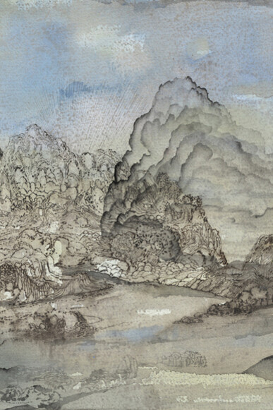 Darren Waterston, Mountainous island (detail), 2025. Courtesy of DC Moore Gallery