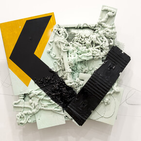 Joe Fleming, The Flood #2, 2014, Enamel, spray foam, street sign, metal, and wood, 45 x 42 x 10 inches (114.3 x 106.7 x 25.4 cm)  