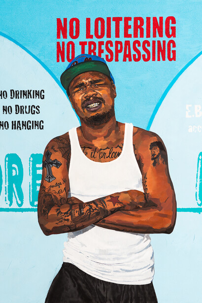 No-More, Jerome Soimaud, Acrylic & Oil on Canvas, 72 x 57.5 inches, 2014 courtesy of Yeelen Gallery