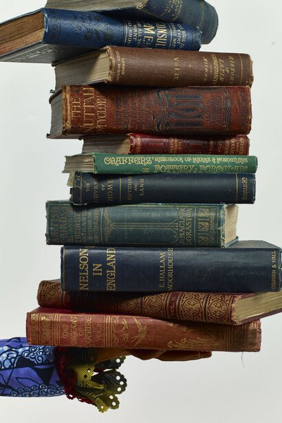 Yinka Shonibare MBE b. 1962, Girl Balancing Knowledge (2015)
Fibreglass mannequin, Dutch wax printed cotton textile, books, globe and steel baseplate
179 x 139 x 89 cm (70 1/2 x 54 3/4 x 35 in.)
Photographer: Stephen White
Image courtesy the artist, Stephen Friedman Gallery,
London and Pearl Lam Galleries, Hong Kong, Shanghai
and Singapore. Detail