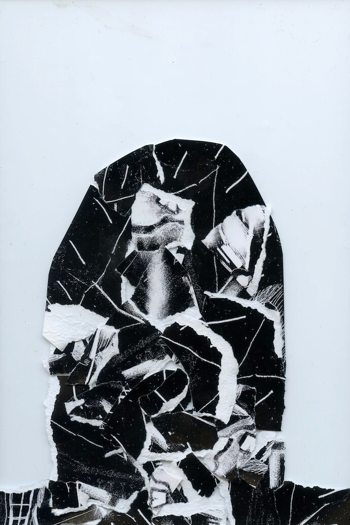 Jack G. Marshall, Hood, 2015, Perspex Sheets, paper, 21 x 14. 8 cm