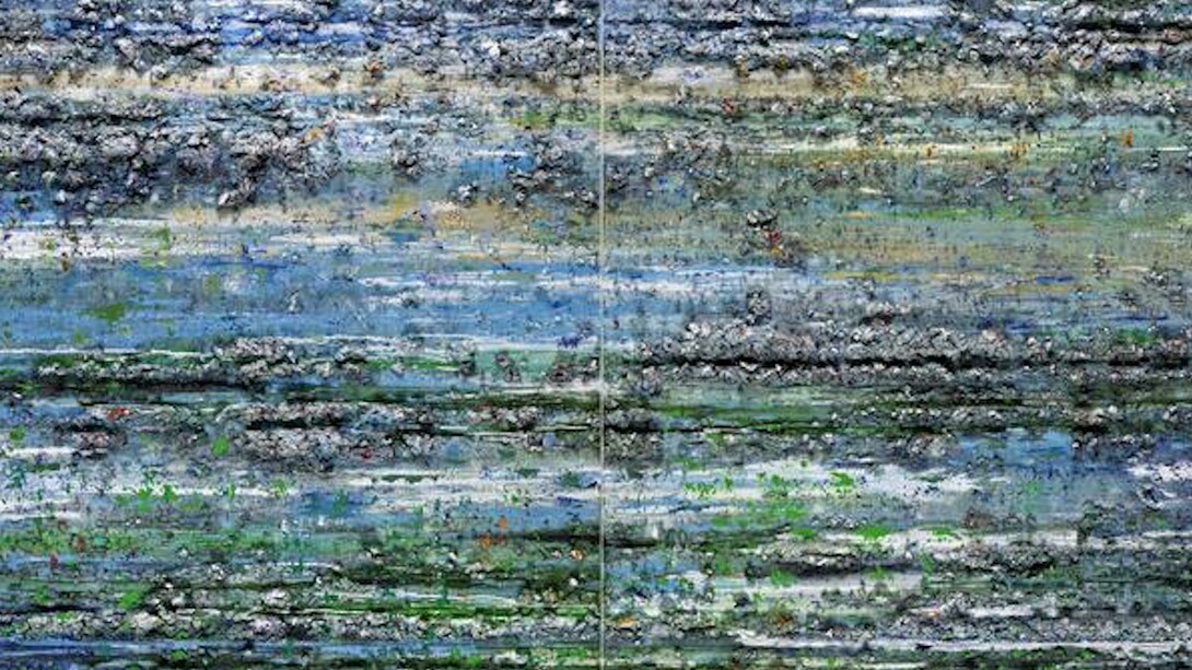 Throne of Water 2, 2016, mixed media on canvas, 183 x 304 cm. Courtesy of Ayyam Gallery