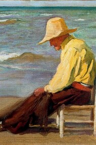 «Hombre en la playa» Cecilio Pla y Gallardo