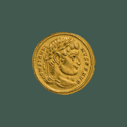 Solido. Costantino I il Grande. Circa 319-320 (dritto). Testa di Costantino I con corona d'alloro, rivolta a destra