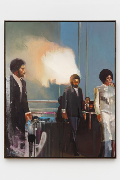 Devin B. Johnson, In A Quiet Fashion, 2023, oil on linen, 74h x 60w in (188h x 152w cm). Courtesy of Nicodim Gallery, New York