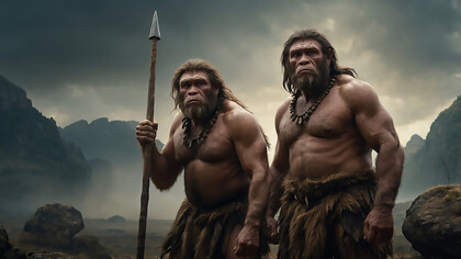AI-generated representation of Neanderthals