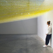 Anne Lindberg, "the long sun" installation view at Contemporary Art Museum Raleigh, 2017; cotton thread and staples; 192 x 420 x 108 in. Courtesy of the artist. Photo: Derek Porter.
