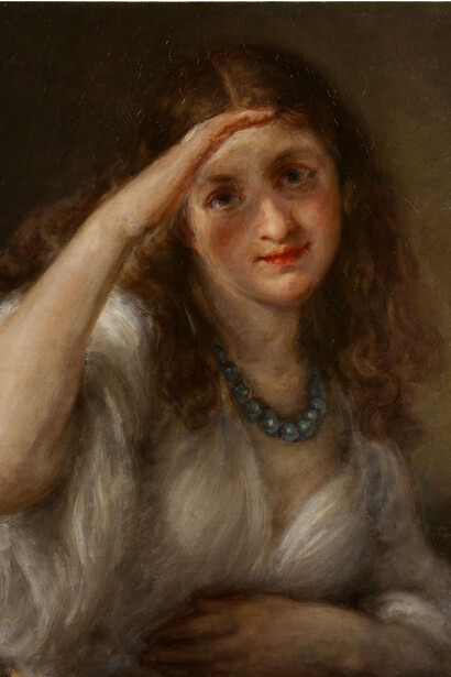 Giovanni Carnovali, detto Il Piccio, Ritratto di Gina Caccia (La collana verde) 1862, olio su tela, 64 x 52 cm