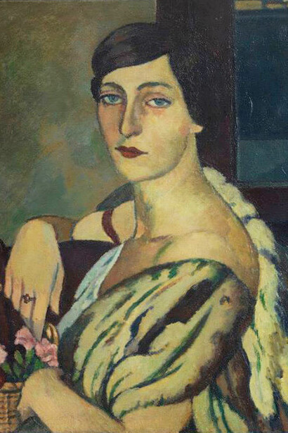 Piero Marussig, "Signora con pelliccia" (dettaglio), 1920, olio su cartone, Mart, Archivio Adriano Pallini
