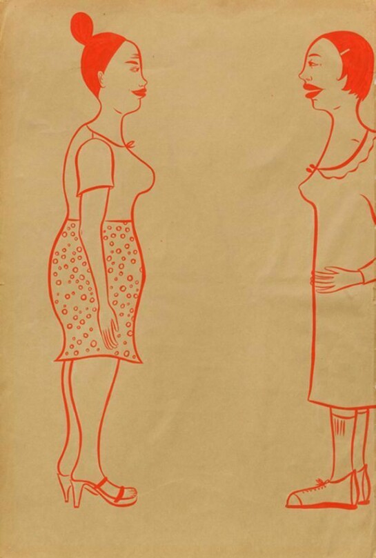 Margaret Kilgallen, Untitled, 2000. Acrylic on paper. Courtesy the Estate of Margaret Kilgallen and Ratio 3, San Francisco