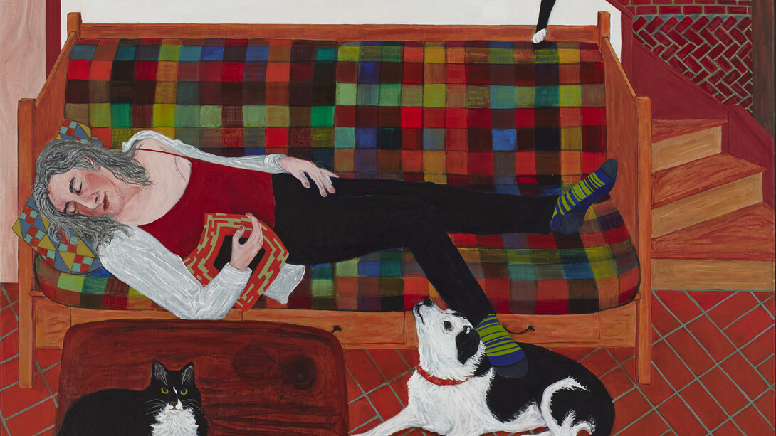 Sarah McEneaney, ACT with Me (AB), 2014, acrylic on gessoed linen, 36 ¼ x 48 inches
