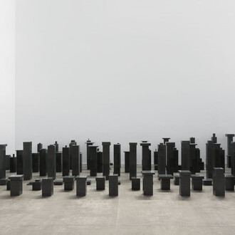 Not Vital
100 Architects
2016
Black granite
Dimensions variable
Average height: 56.22 cm
© Not Vital
Courtesy of the artist and Hauser & Wirth
