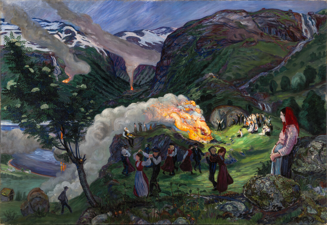 Nikolai Astrup, Midsummer Eve Bonfire, Before 1915, Oil on canvas, 136 x 196 cm, The Savings Bank Foundation DNB/The Astrup Collection/KODE Art Museums of Bergen. Photo © Dag Fosse/KODE