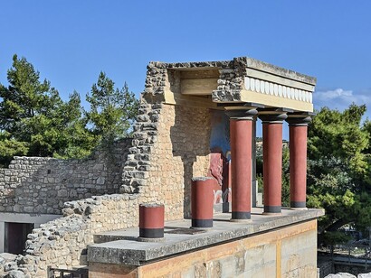 Located on the island of Crete, Knossos was a key center of the Bronze Age Minoan civilization and is closely linked to the myth of Theseus and the Minotaur, Greece