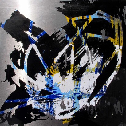 Jorge Enrique, Metallica 1205, Mixed media on aluminium 30x30x4cm / 12x12x1.5in.