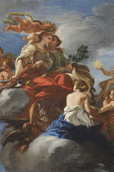 Giovanni Battista Gaulli detto "il Baciccio", Allegoria della Giustizia, olio su tela, 65 x 49 cm, secolo XVII, Collezione Fondazione Roma, Roma