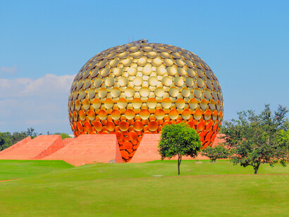 The Matramandir, a meditation space which has become and icon of Auroville