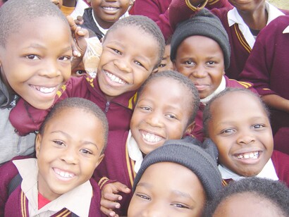 South African students, smiling and having fun at school