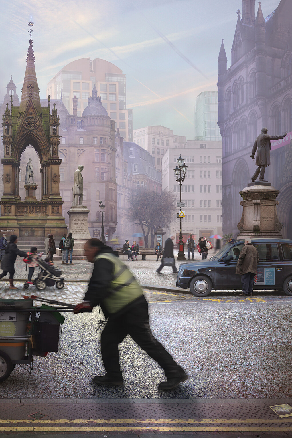Emily Allchurch, Albert Square, Manchester (after Valette), 2015, Transparency on LED lightbox 
© Manchester City Galleries collection, funded through Art Happens, the Art Fund's crowd-funding platform