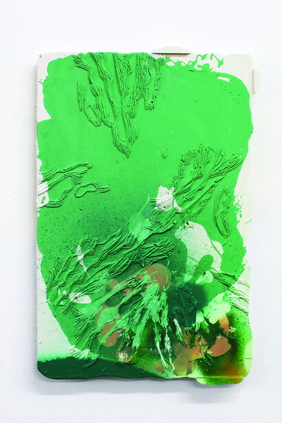 Bianca Barandun, ‘16.01.19 & 12.08.18’ 29.7cm x 42cm, Pigments, spray paint and transfers on jesmonite, 2019