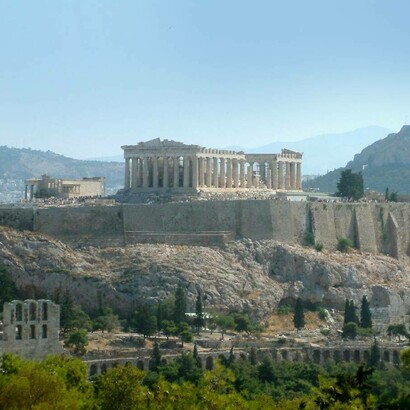 Vista panoramica dell'acropoli di Atene, Grecia