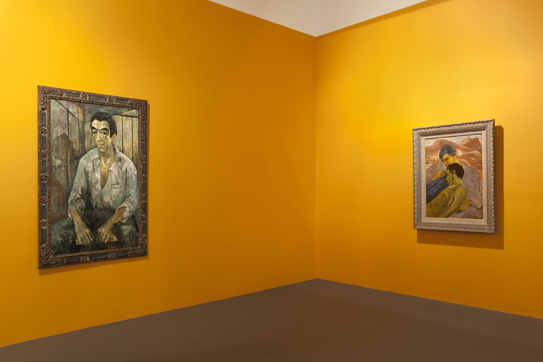 Installation view: “The T'ang Horse: Anthony Quinn”, at Mana Contemporary, 2016.
[Featured works, L-R: Jean Jansem, Anthony Quinn, 1955. Anthony Quinn, Barabbas,
2000.] Photo by John Berens.
Jean.