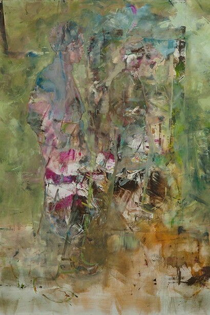 Robert Muntean, The Austrian Painter, 2014, oil on canvas, 240 x 200 cm