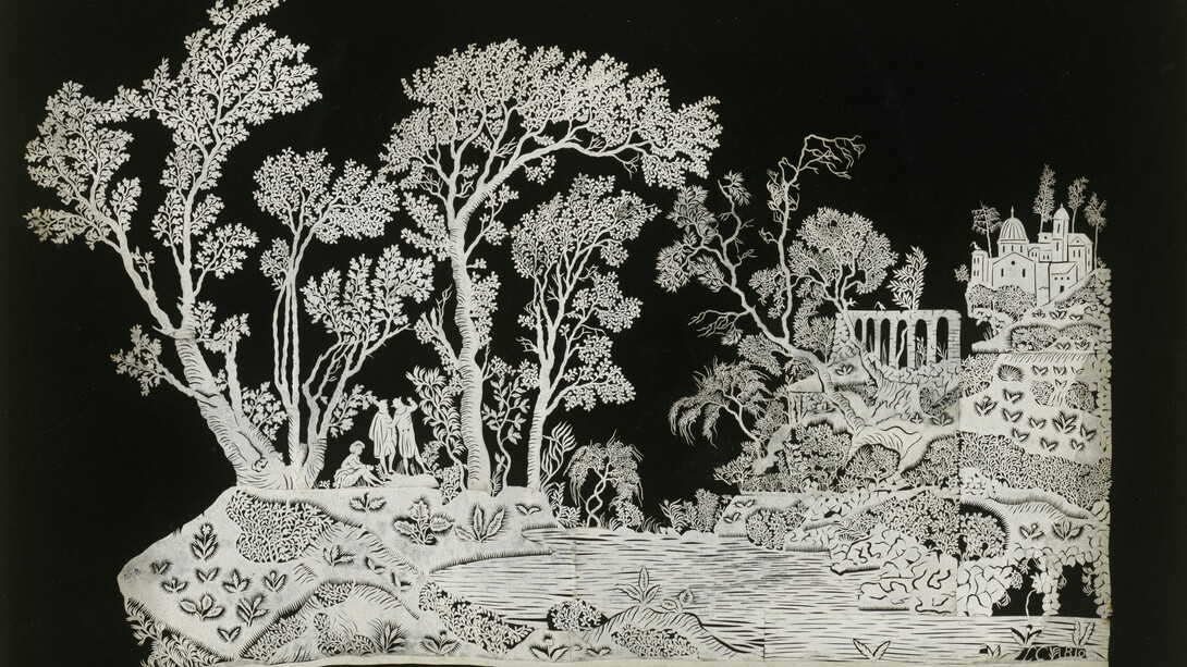 Landscape with group of trees, body of water and monastery on a rock, 1810. Courtesy of Kulturforum