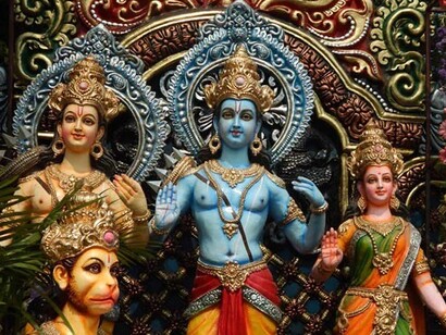 The temples came alive with melodious Bhajans in praise of Lord Rama. Varanasi, India