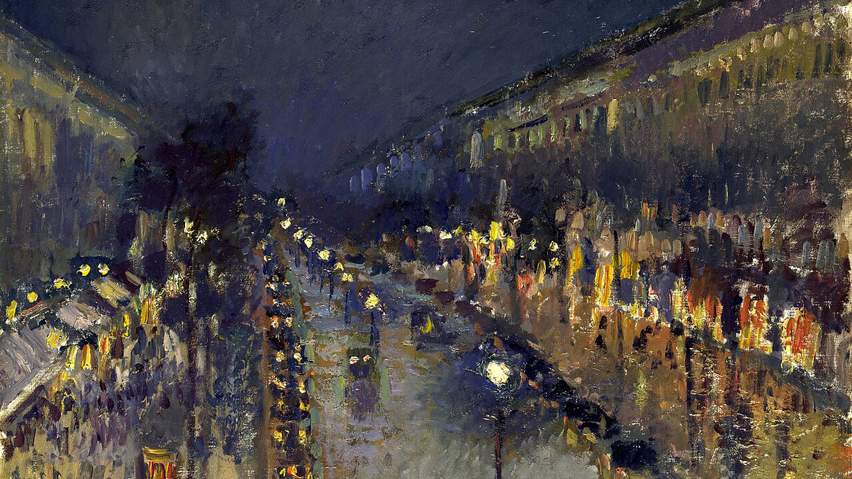 Camille Pissarro, El Boulevard Montmartre por la noche (detalle), 1897 
