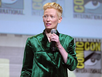 L'actrice britannique, Tilda Swinton, participant à la promotion du film Doctor Strange