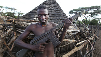 Sudanese combatant armed with an G3 rifle during the South Sudan Civil War, 2020