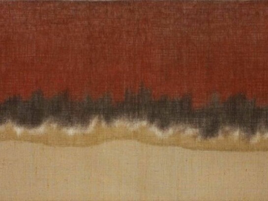 Salvatore Emblema, detail of Untitled / Landscape (Paesaggio), 1979, tinted soil, cabon on over-stitched canvas, 59 x 118 in | 150 x 300 cm