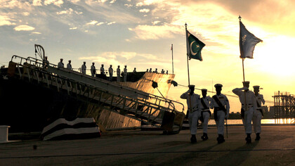US Navy in Pakistan. Sailors Parade