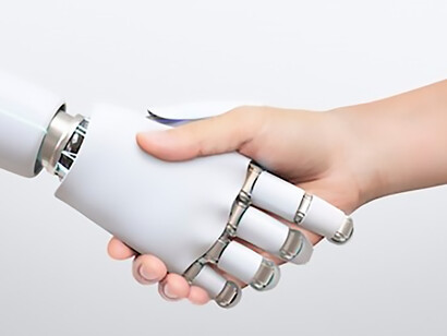 A visual representation capturing the fusion of artificial intelligence and human interaction